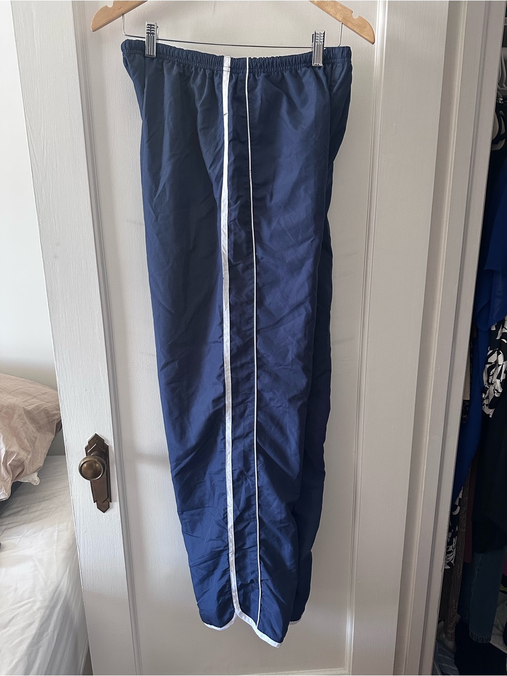 B.U.M. Equipment Navy Track Pants with White Stripe